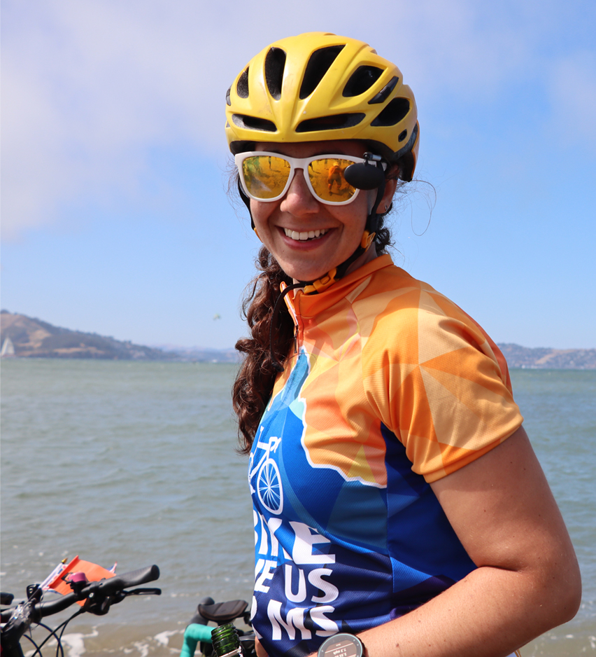 Lina Garada in San Francisco after completing the TransAmerica with Bike the US for MS.