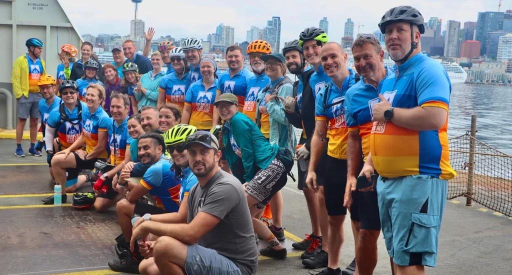 The Bike the US for MS alumni family setting off on their Olympic Peninsula MS bike ride.