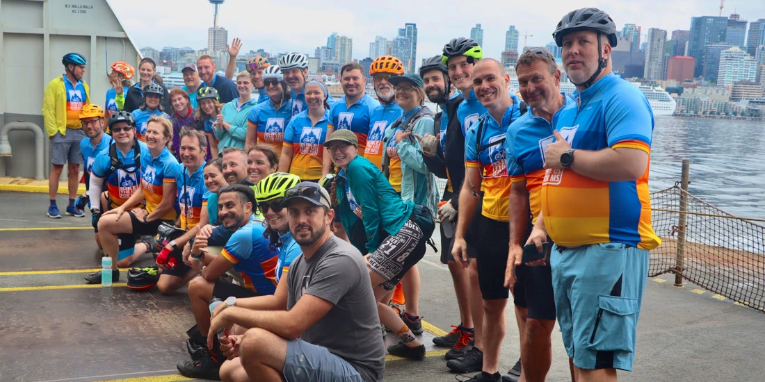 The Bike the US for MS alumni family setting off on their Olympic Peninsula MS bike ride.