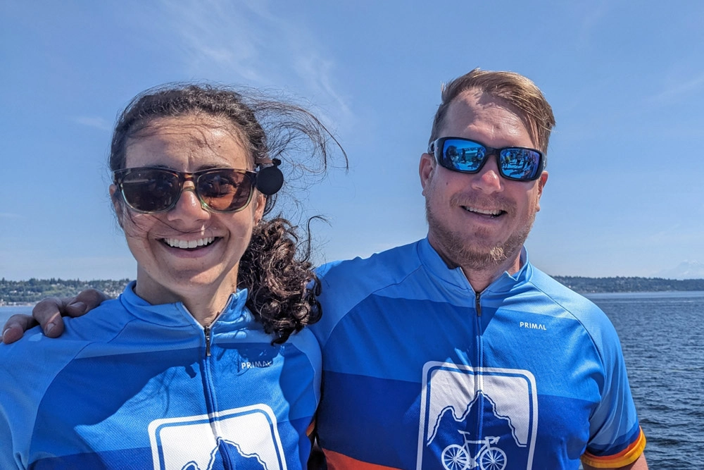 Lina and friends enjoying the ferry back to Seattle on the Olympic Peninsula Bike Loop.