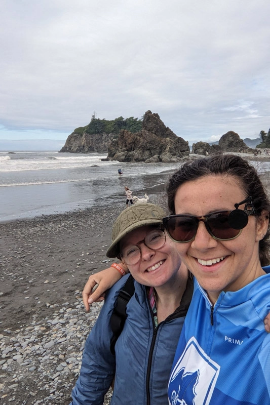 Lina enjoying the Olympic Peninsula Bike Tour with friends.