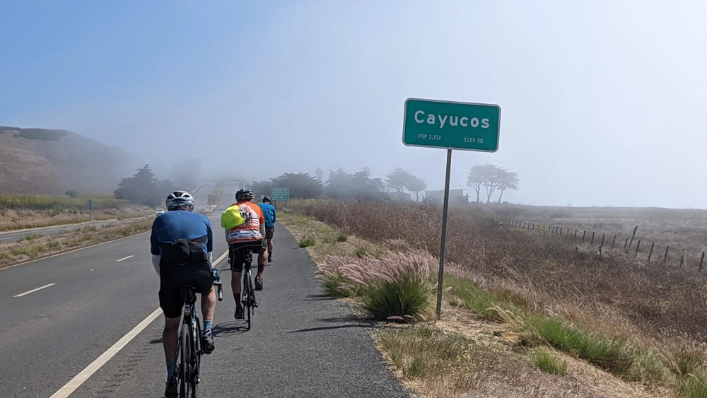 Foggy mornings on the Pacific Coast Bike route.